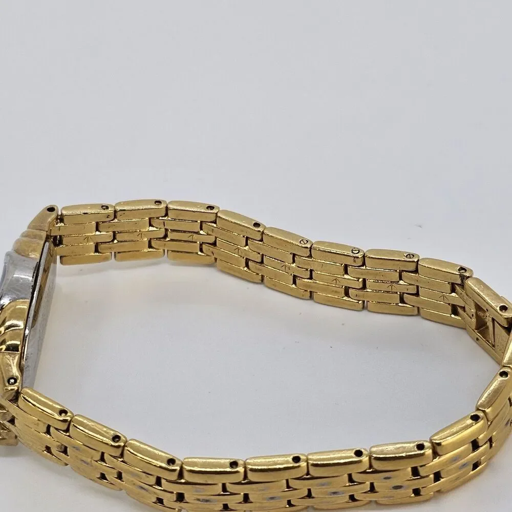 VTG Seiko Half Moon 14MM Women's Watch Black Dial Gold Tone Diamonds 6